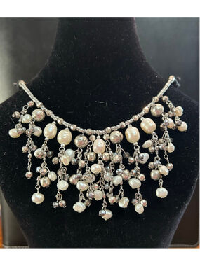 J. Jill - Luxurious and Unique Pearl & Polished-Metal Waterfall Necklace
